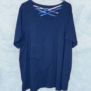 Catherine’s Womens Navy Blue Short Sleeve Scoop Neck with Embellishments Size 2X